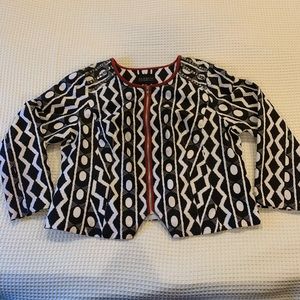 Eloquii Jacket Bold Print Beaded Shoulders
